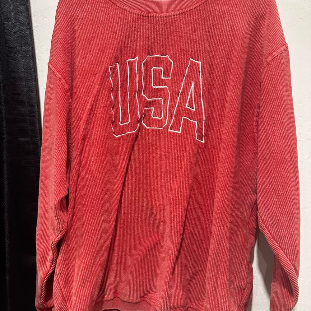 Red USA Women's ribbed sweater